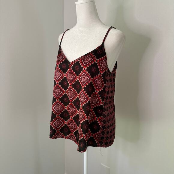 Sam Edelman black, red & pink tribal print v-neck tank top size M - Picture 3 of 10